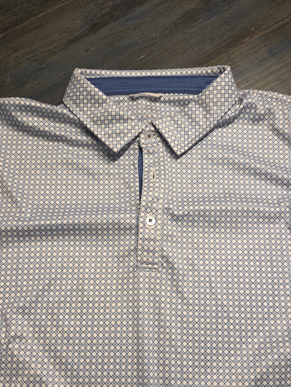 Men's Blue Geometric Polo Shirt